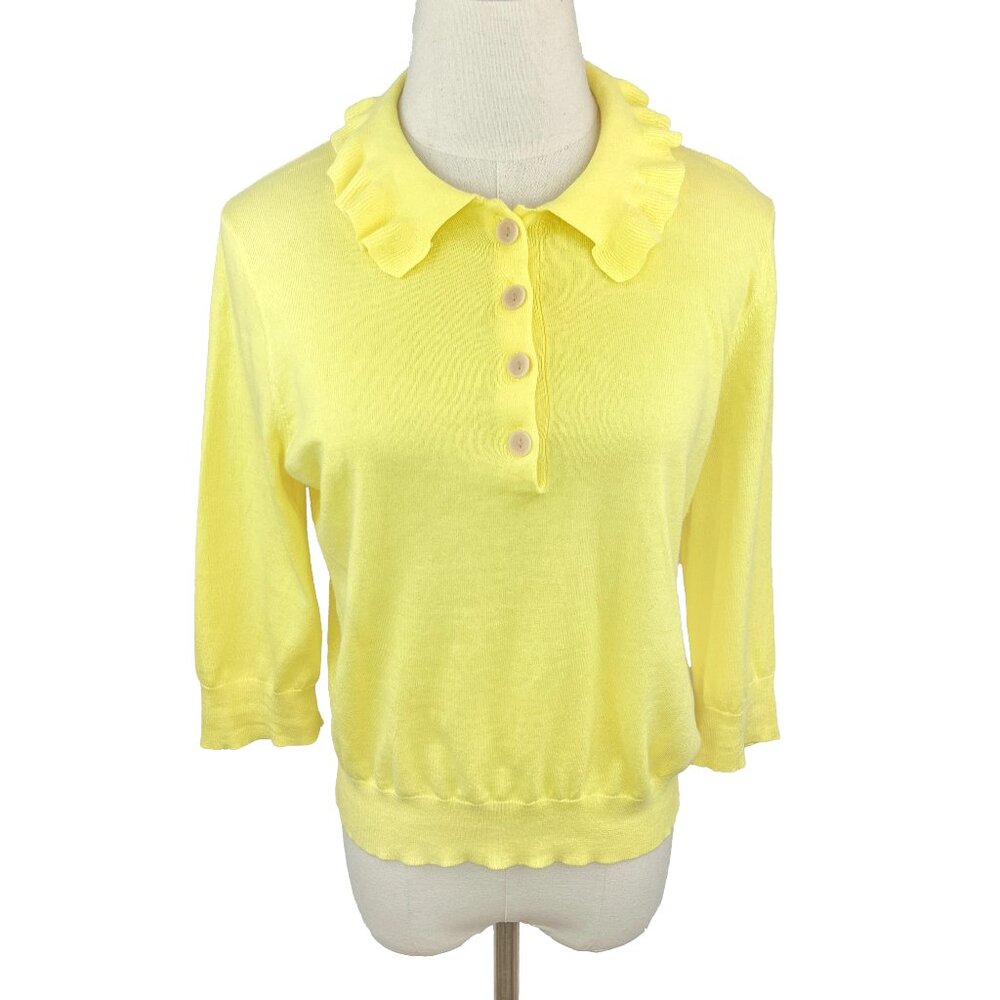 Bellerose Reawo Women's 3/4 Sleeve Ruffle Collar Yellow Sweater